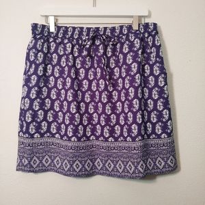 Anthro Lucy & Laurel Blue Pattern Skirt L